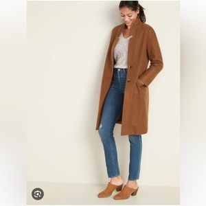 Camel Soft-Brushed Long Overcoat for Women Old Navy size Large New With Tags